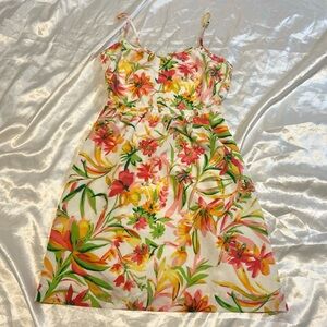 J. Crew Vibrant Floral Mini Dress - Pink, Yellow, Green size 0